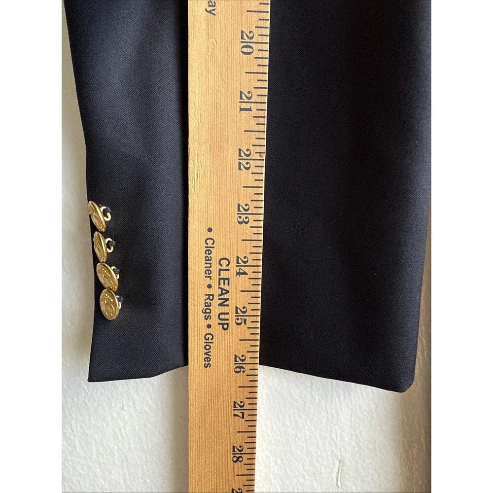 Brooks Brothers 346 Madison Fit Blazer Navy Gold Logo Buttons Men’s Size 46L